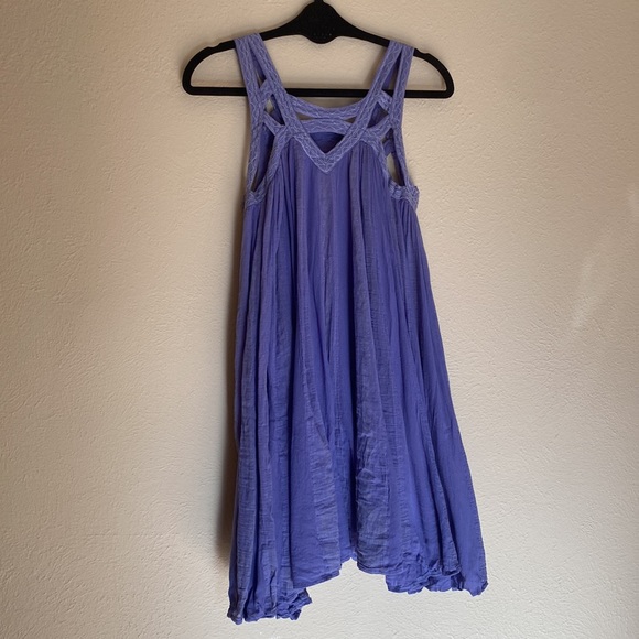 Free people purple cutout mini dress small sundress lined 100% cotton - Picture 6 of 7